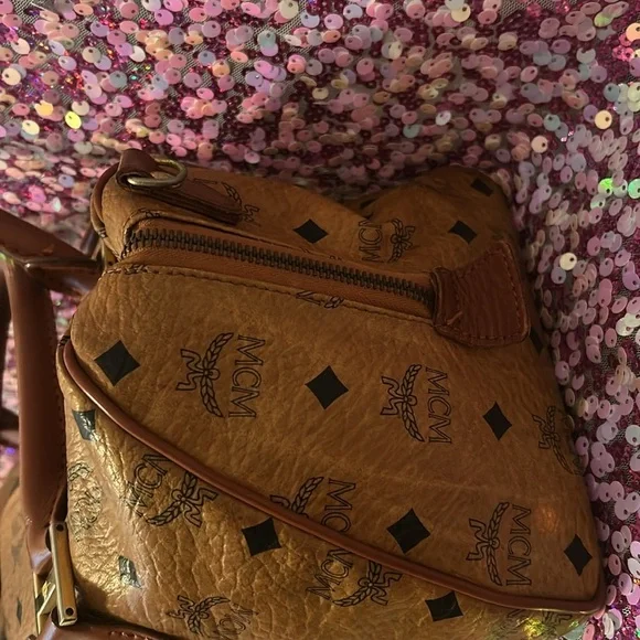 MCM Brown Monogram Leather Handbag - Picture 4 of 12